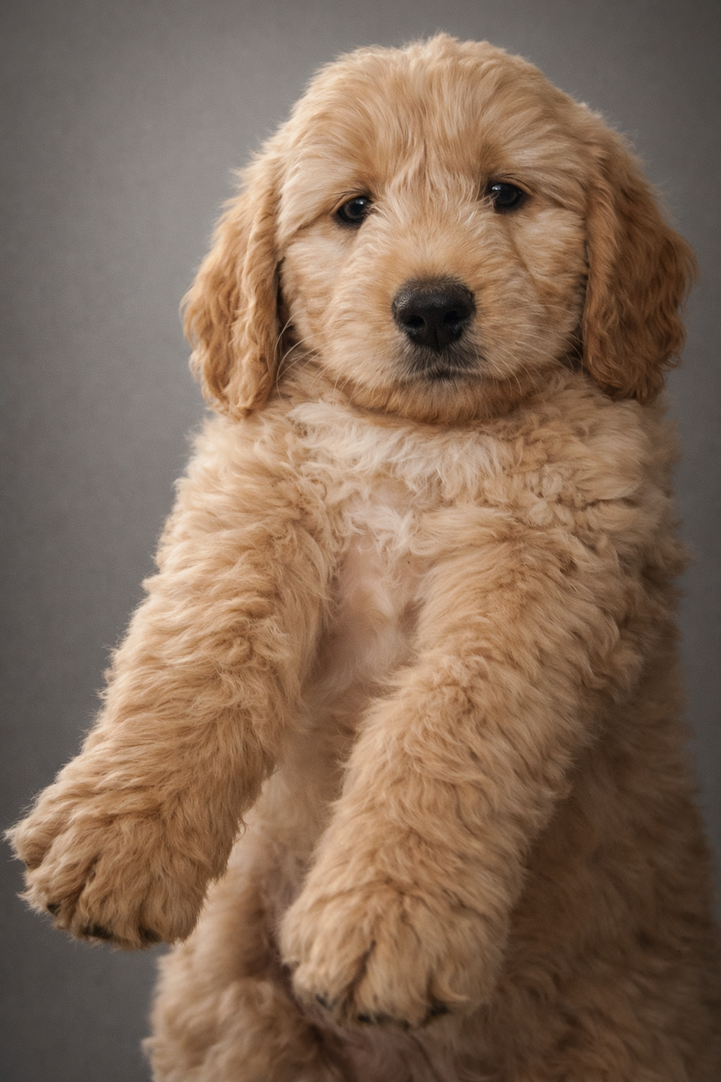 Golden Groodle puppy portrait